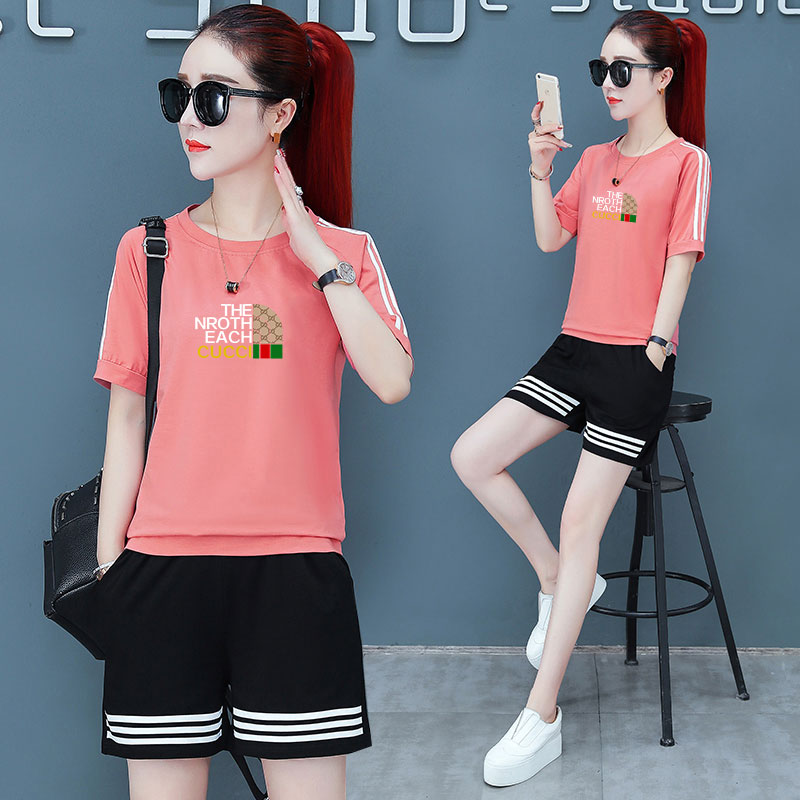 Casual cotton five-point pants sports suit female small summer thin section fashion Western style 2022 new two-piece suit