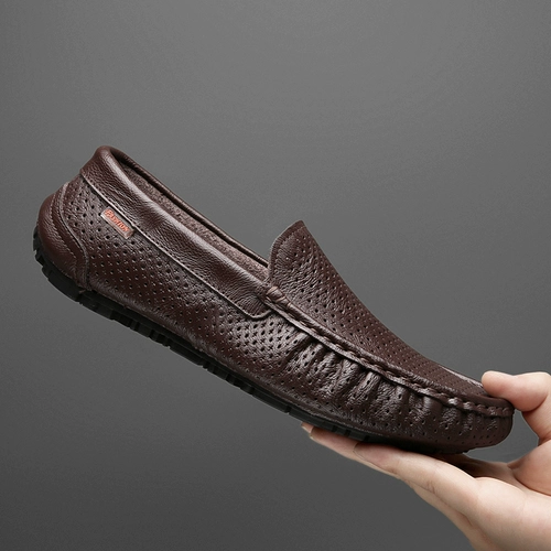 潮仁区 Летние дышащие универсальные трендовые туфли для отдыха, из натуральной кожи