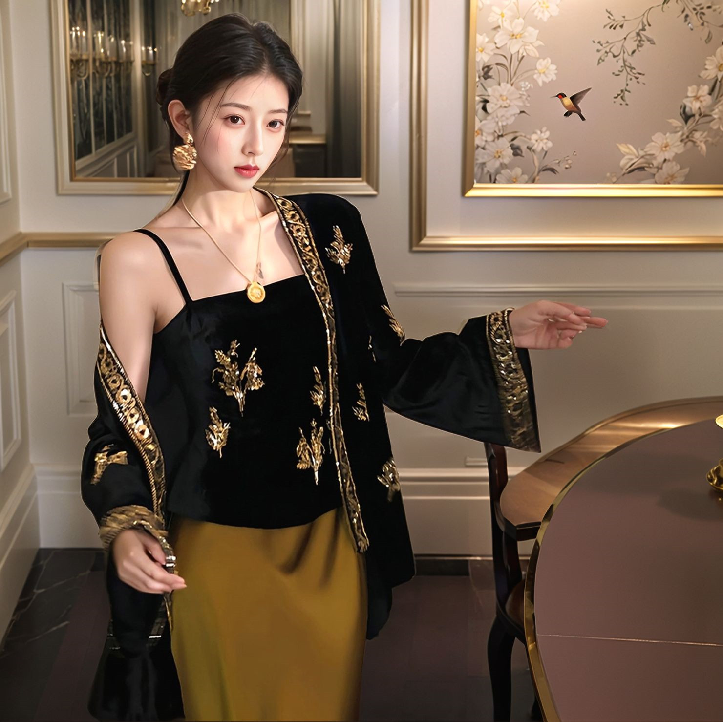👑复古国潮风范👑 | 新中式国风高端丝绒套装,演绎东方美学新高度-汉服套装-淘宝好物网