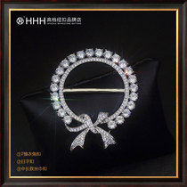 HHH High-end Zircon Button Silk Scarf Buckle Day Character Buttoning Corner Knotted Buttoned Down Swing T-shirt Button Dual-use 100 Buckle Ring