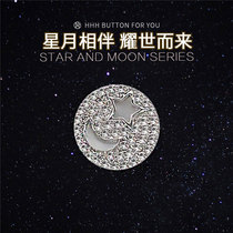 HHH upscale water drill button linen shirt dress with dress decoration round small button crystal diamond inlaid drill button woman