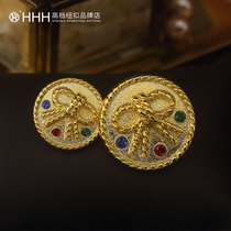 HHH upscale water drill button suit wind coat large coat retro gold metal round button decorative diy button