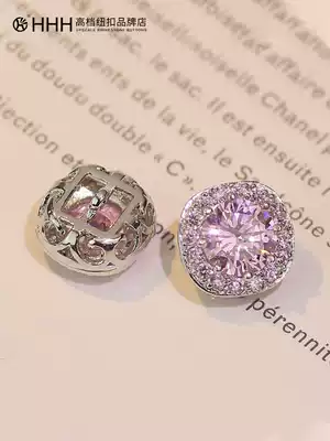 HHH buttons High-end luxury crystal rhinestone small buttons Luxury shirt-style Western dress top collar diamond-encrusted decorative coat