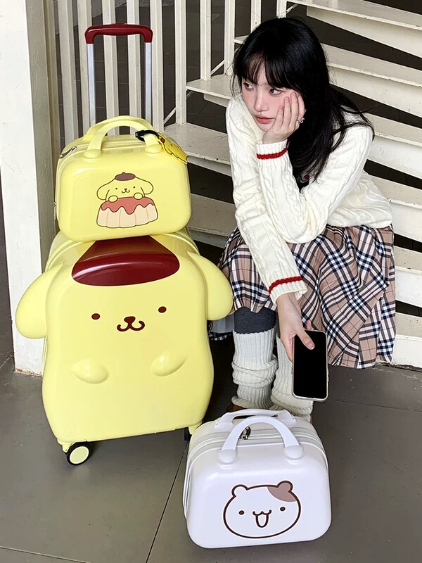 Pudding Dog Suitcase New Cute Yellow Suitcase for Women 20inch Carry-On Trolley Case Student Pc Travel Suitcase