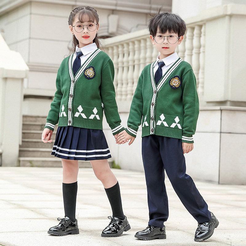 Kindergarten uniforms autumn children's cardigan costumes set primary school uniforms spring and autumn British college class uniforms