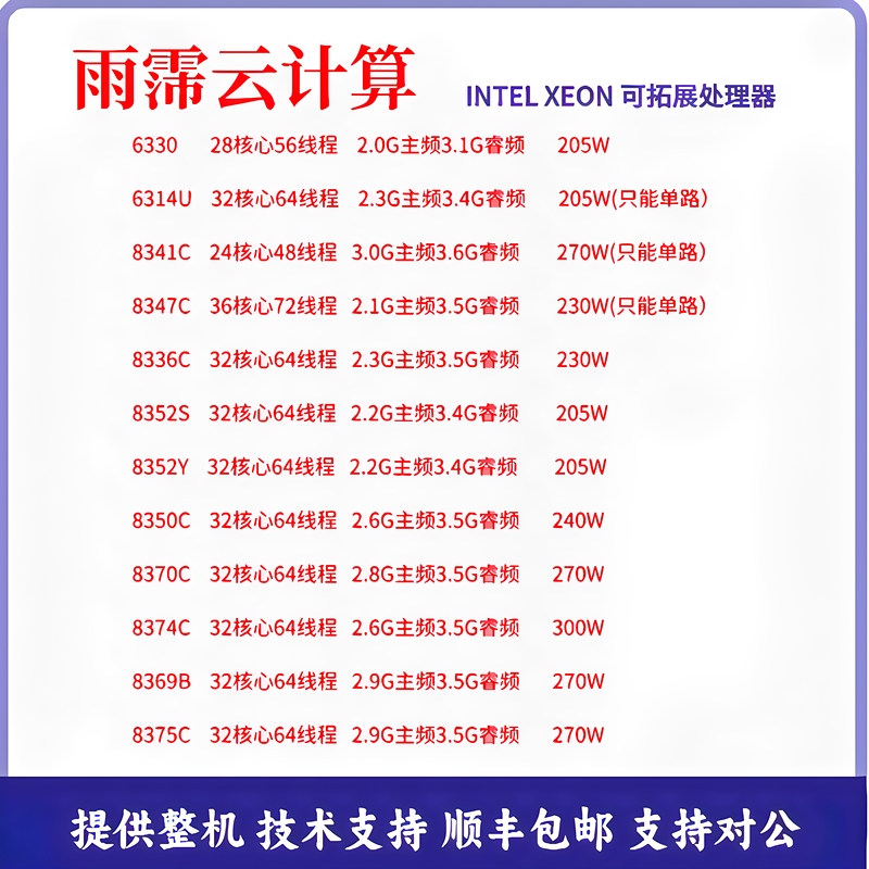 Intel Xeon 3Rd Generation 6330/8336C/8338C/8369B/8370C/8375C/8378C/8383C