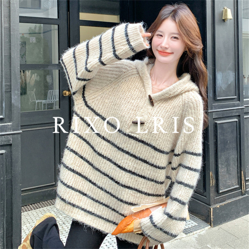 Rixo Lris French Hooded Wool Sweater Jacket for Women Autumn and Winter New Style High-End Horn Button Top Rixo Lris French Hooded Wool Sweater Jacket for Women Autumn and Winter New Style High-End Horn Button Top
