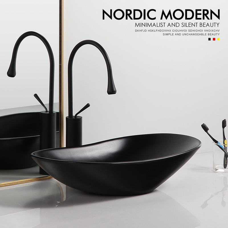 Meta Precious Matt Black Terrace Basin Wash Basin Single Sink Large Size Hotel Folk Sink Make-up Room Ceramic Washbasin