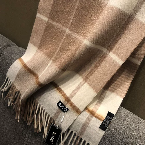 Кашемировый удерживающий тепло зимний кофейный шарф для друга, легкий роскошный стиль