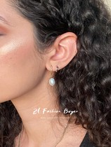 (spot) Canadian MEJURI natural pearl eardrop brief U shape ring 18K gilded retro earrings