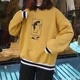 Áo len nữ mùa đông Hàn Quốc ulzzang Harajuku BF cổ áo rộng bán cộng với nhung dày quần áo đại học gió