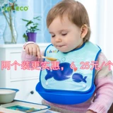 Милый детский водонепроницаемый нагрудник для еды, мультяшный слюнявчик на липучке, с карманом