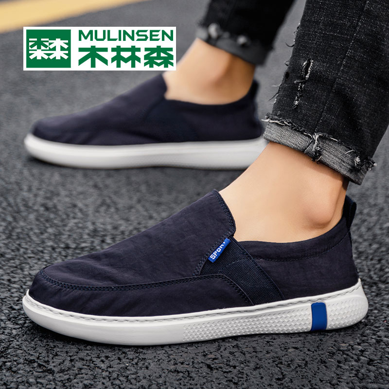 Wood Linson Men Shoes 2022 New Summer Breathable Thin beans Bean Shoes Sloth old Beijing One foot pedal casual cloth shoes