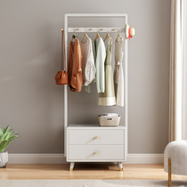 All solid wood multi-functional coat rack small bedroom floor-standing white coat rack simple modern mobile storage rack