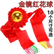 Red flower balls for Buddhist niche Red Ball Throne Buddha Table Gold Mirror Ginseng Flower Hanging Decoration Buddha Hall dedicated to flower ball Wangchaeqi Festive Decorations