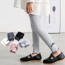 Girls spring and autumn leggings foreign-style cotton childrens outer wear trousers middle-aged childrens pants Korean version of baby girls trousers