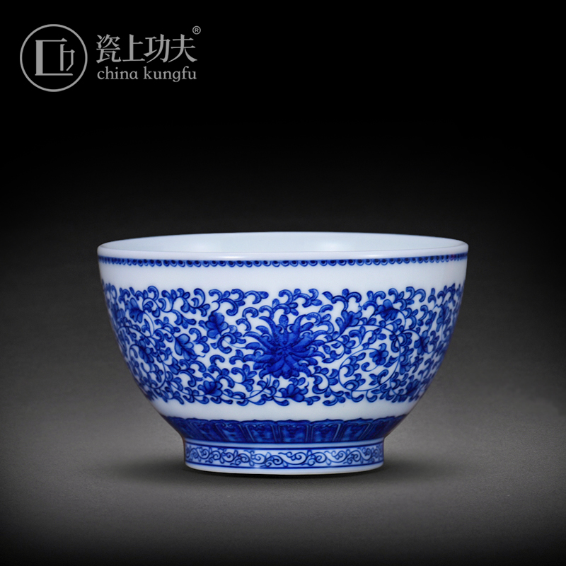 Blue and white porcelain of jingdezhen ceramic cup master cup single CPU manual sample tea cup single use kung fu tea cups