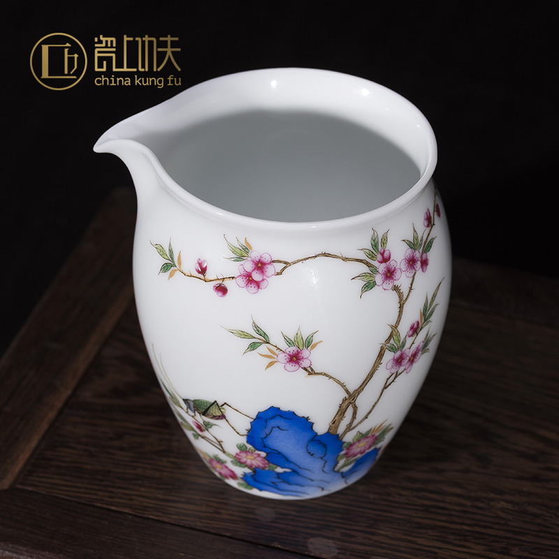 Jingdezhen kung fu tea set of pottery and porcelain enamel see hand - made paint painting of flowers and tea cup tea set