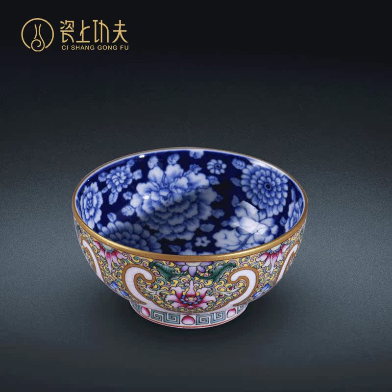 Colored enamel handpainted sample tea cup jingdezhen kung fu tea set archaize master cup single CPU ceramic cups collect gifts