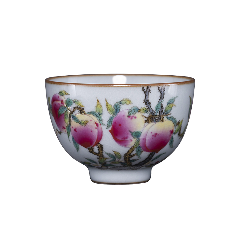 Jingdezhen hand - made auspicious bats peach colored enamel masters cup manual your up kung fu tea cups to open your porcelain tea set