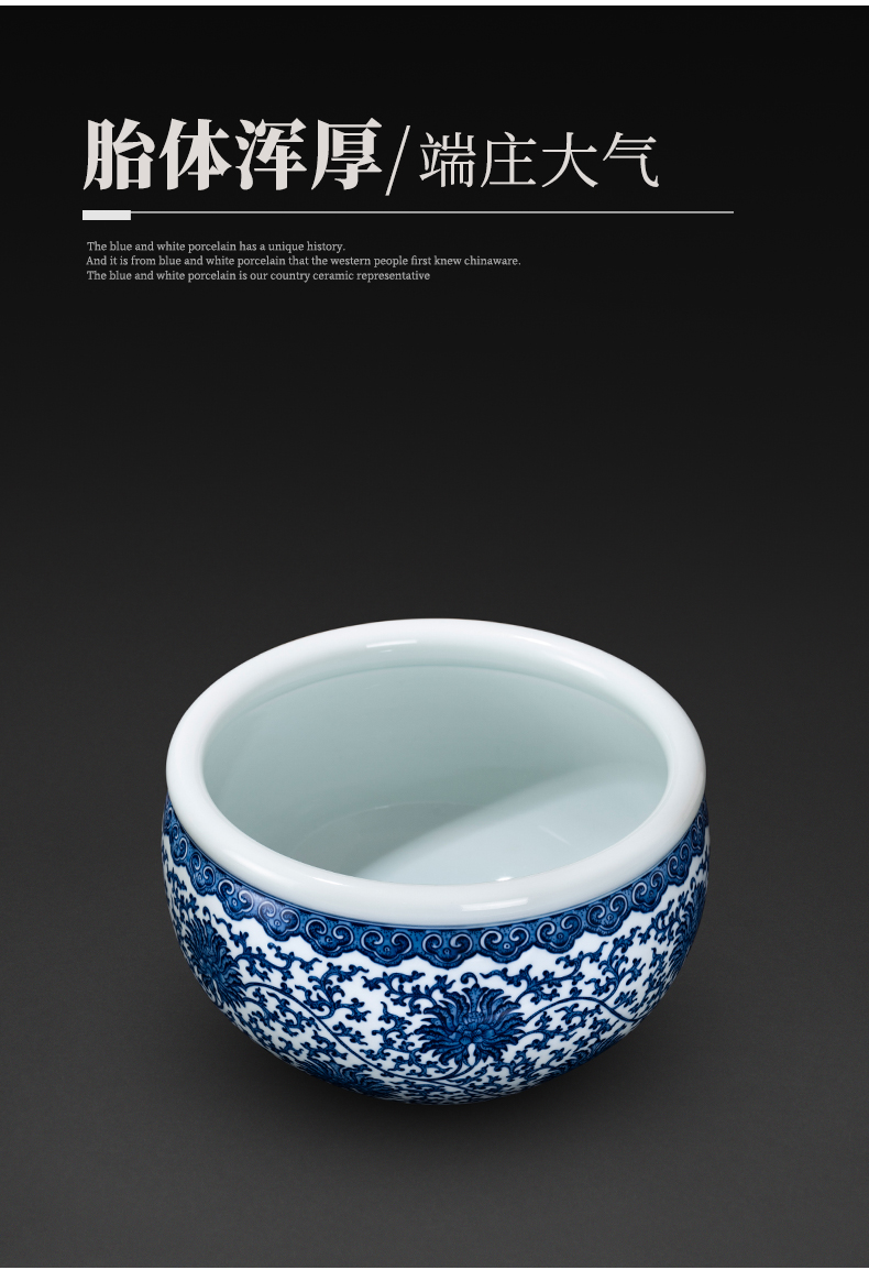 Jingdezhen porcelain put lotus flower porcelain tea wash tank ceramic home furnishing articles sitting room of Chinese style office large porcelain
