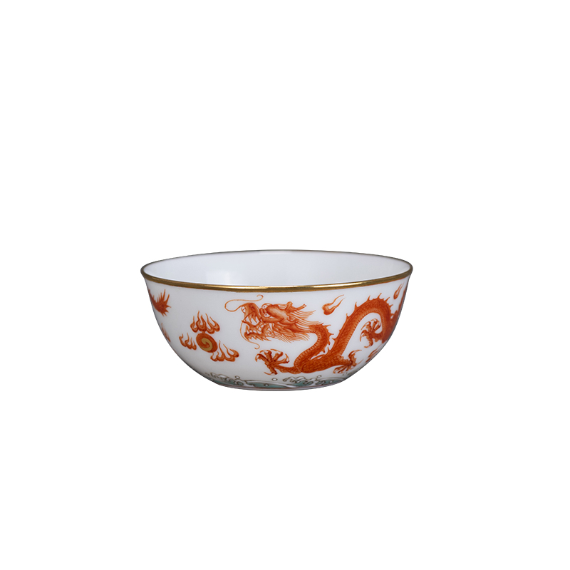 Porcelain on kung fu alum red sea ssangyong mini masters cup noggin thin foetus jingdezhen high - end single CPU