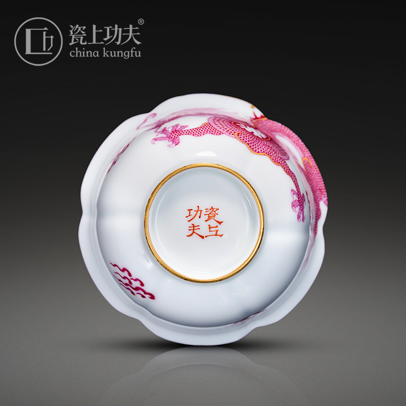Manual hand - made porcelain on kung fu from the three tureen jingdezhen ceramic cups only single not hot tea bowl