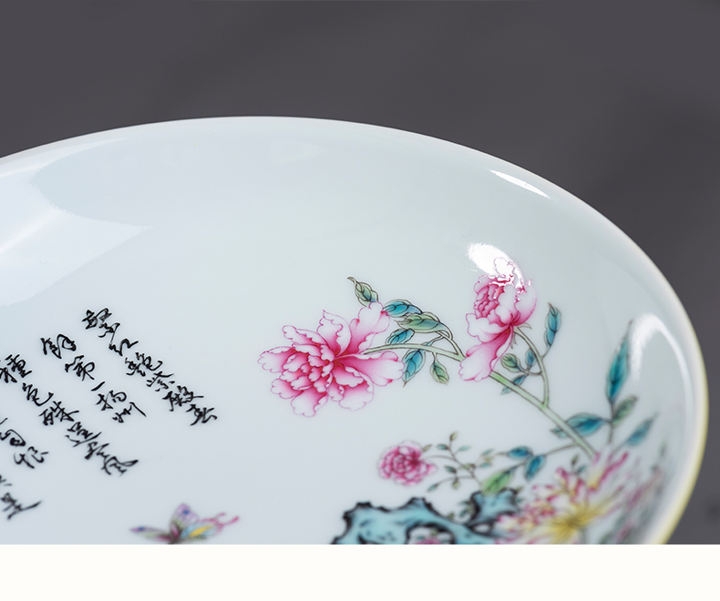 Checking porcelain on kung fu will hand pot peony kung fu tea accessories jingdezhen ceramic tray was high - end tea tray