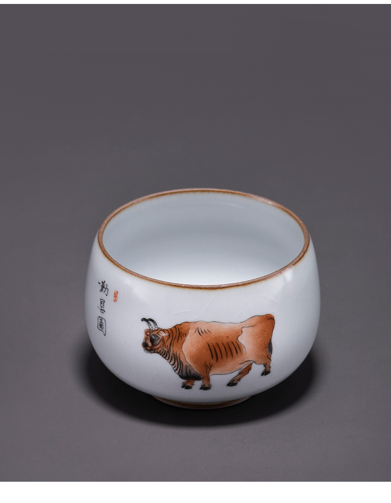 Jingdezhen manual hand draw your up five NiuTu master cup your porcelain piece of kung fu tea cup single cup tea sample tea cup