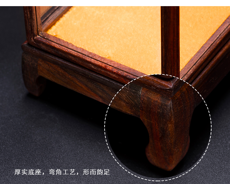 Red rosewood dust cage cover glass crafts treasure solid wood antique display cover furnishing articles base