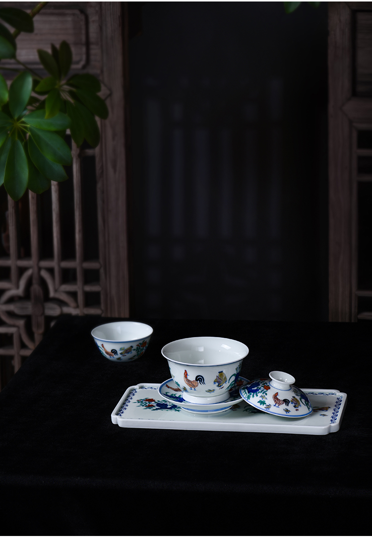 Jingdezhen ceramic tea set tea accessories hand - made chicken cylinder cup tea tray was furnishing articles do make a pot of tea cup