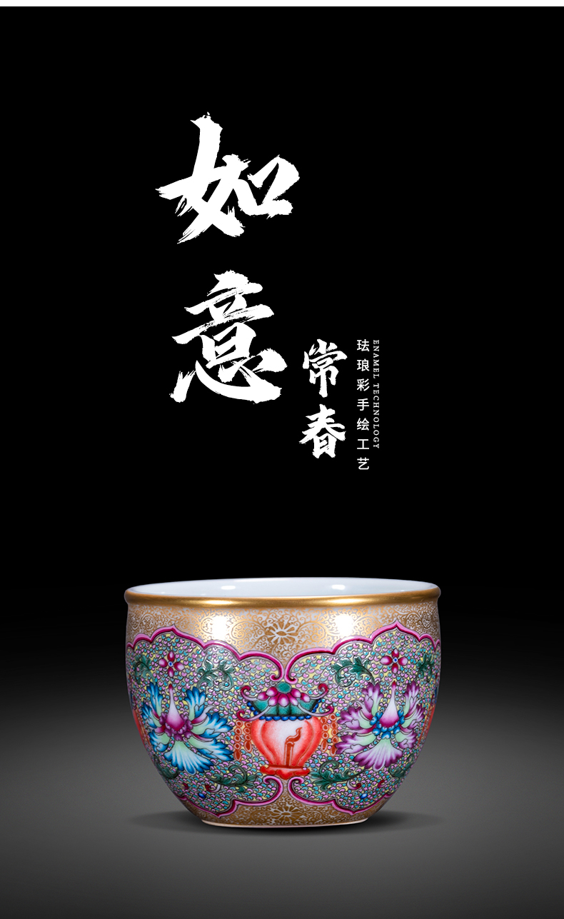 Flowers colored enamel porcelain on kung fu bao phase master cup single cup of jingdezhen ceramic cup sample tea cup by hand