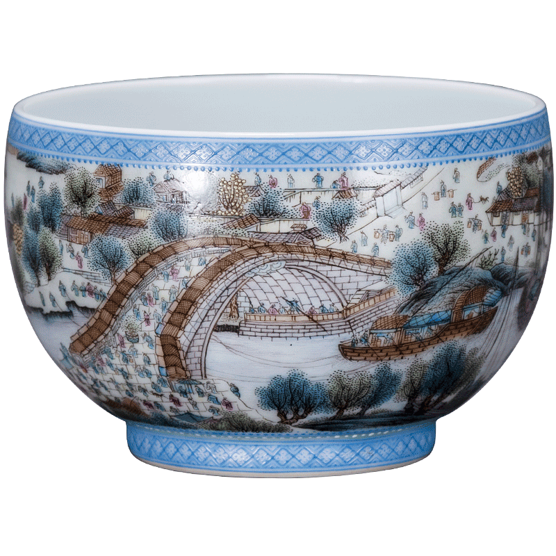 Porcelain kung fu tea cups on heavy pastel painting masters cup clear large jingdezhen tea by hand