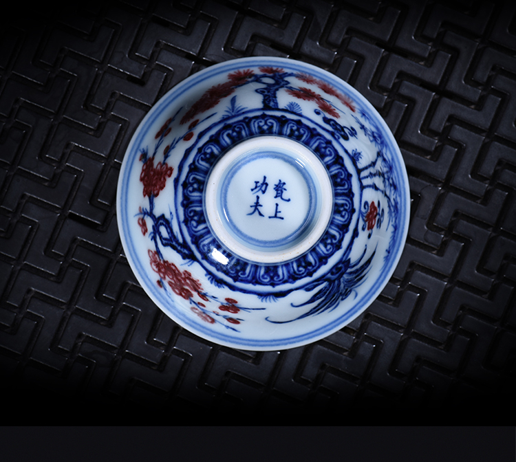 Jingdezhen blue and white youligong teacups hand - made ceramic kung fu master cup of pure manual single sample tea cup single CPU