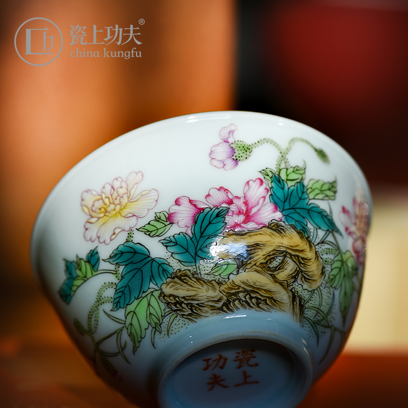 Jingdezhen porcelain on kung fu manual hand - made master cup pastel corn poppy sample tea cup personal single CPU archaize tyres