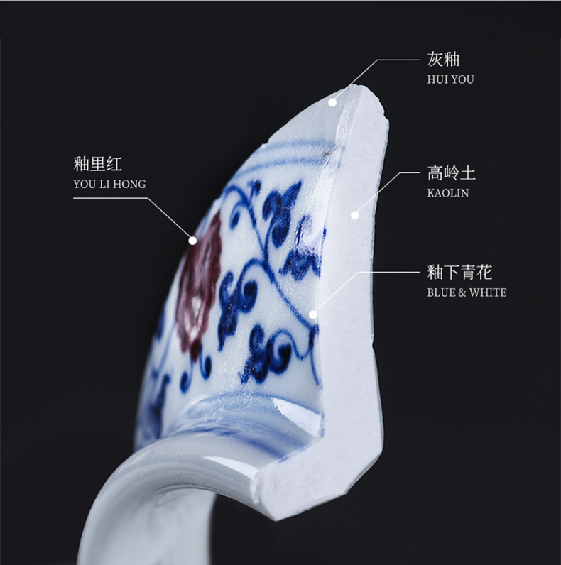 Jingdezhen blue and white youligong kung fu tea set checking ceramic cups hand - made master cup single hand a cup of tea