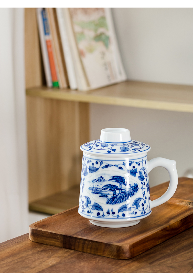 Jingdezhen porcelain and exquisite filtering cup tea separation ceramic tea cup men 's large high - grade office cup