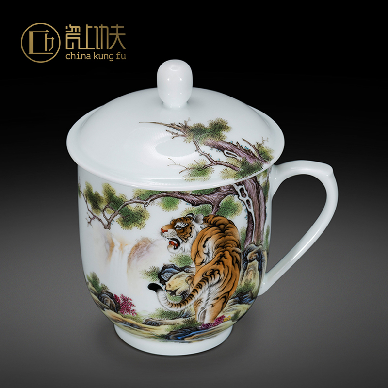 Jingdezhen hand - made colored enamel handle cup roars of nights ceramic cup office cup cup custom boss