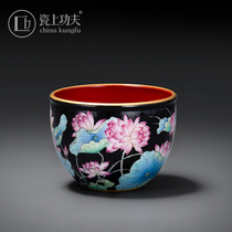 Jingdezhen handmade hand-painted enamel Enamel Lotus Tea Cup Ceramic Masters Cup Merry Cup Single Cup High-end Lady