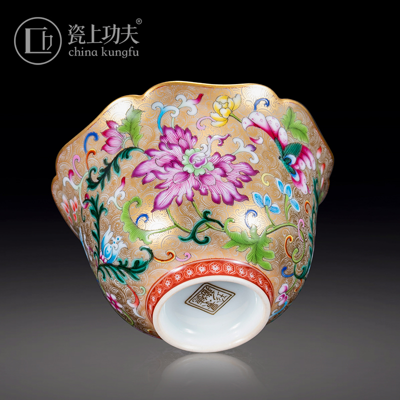 Jingdezhen ceramic jindi alum red flowers kwai masters cup expressions using kung fu tea cup sample tea cup of pure hand - made single CPU