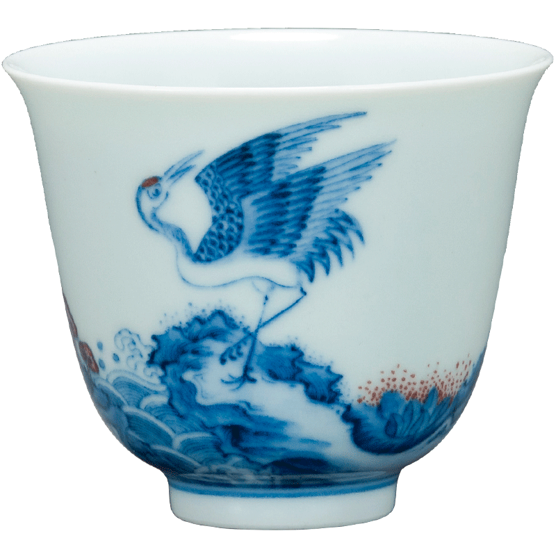 Porcelain kung fu in jingdezhen ceramic blue sea cranes single CPU personal master cup gift sample tea cup