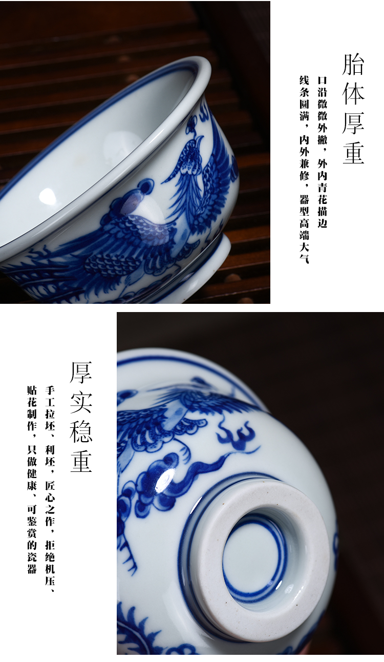 Ceramics jingdezhen blue and white porcelain cups hand - made dragon pressure hand cup to send a cups of restoring ancient ways masters cup only