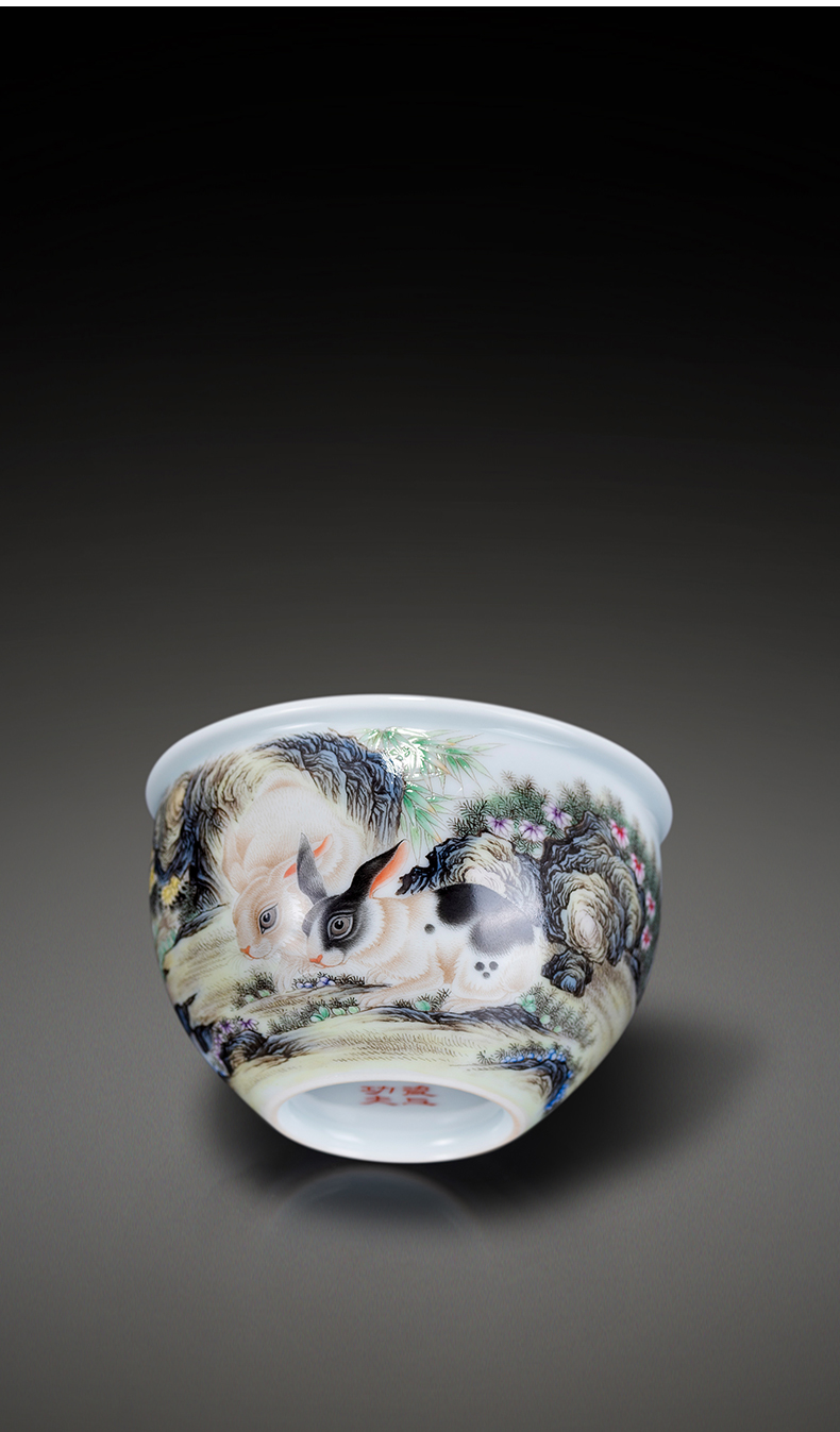 Jingdezhen hand - made colored enamel porcelain moon ChengXiang cylinder cup on kung fu masters cup ceramic tea cups