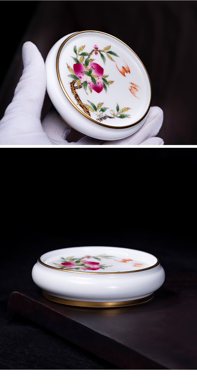 Porcelain on kung fu checking peach colored enamel Porcelain cover rear jingdezhen cover tea accessories