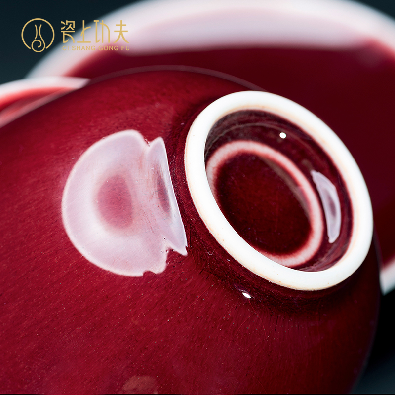 Jingdezhen ceramic tea set ruby red glaze tea manual kung fu tea set all three of the bowl tureen master CPU