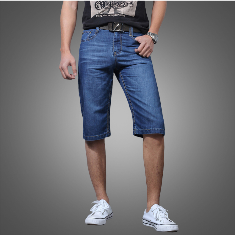 Mùa hè phần mỏng quần short denim nam lỏng lẻo năm quần quần âu kích thước lớn 5 điểm ống túm quần jean thẳng nam