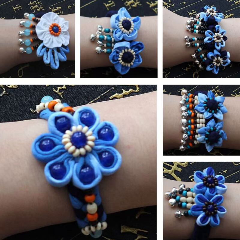 Ethnic Style Tie-Dye Bracelet, Retro Blue and White, Artistic Blue Dye Decoration, Handmade Original Commemorative Gift