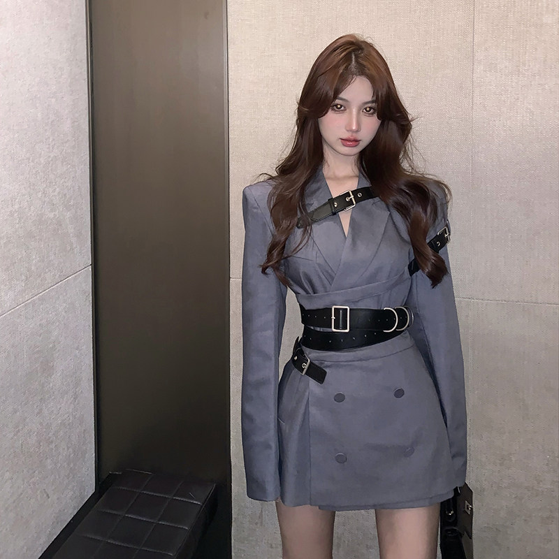 2025 autumn korean style sets are here! this chic long-sleeved blazer dress,  paired with a