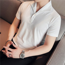 A collar pure color short-sleeved polo shirt male Inleniyuppie mens summer business flipping a T-shirt for a mans section