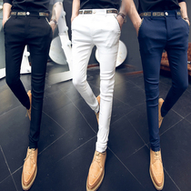 Summer Mens casual pants Korean version Trend small footed pants elastic tight fit male pants Slim Hair Stylist Sashimi mens pants